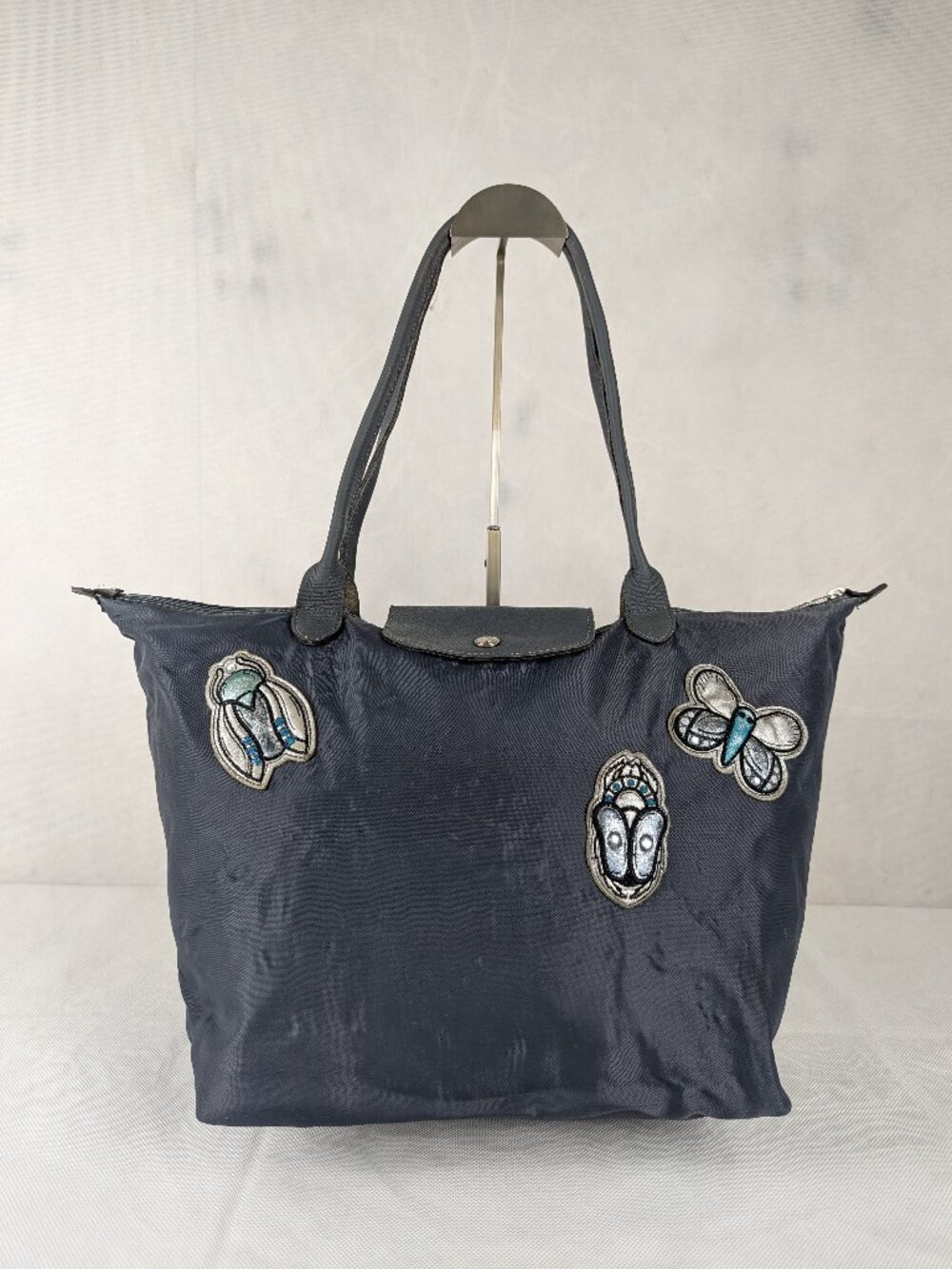 LONGCHAMP Le Pliage Planete Butterfly Tote Shoulder Bag Blue Made in France.